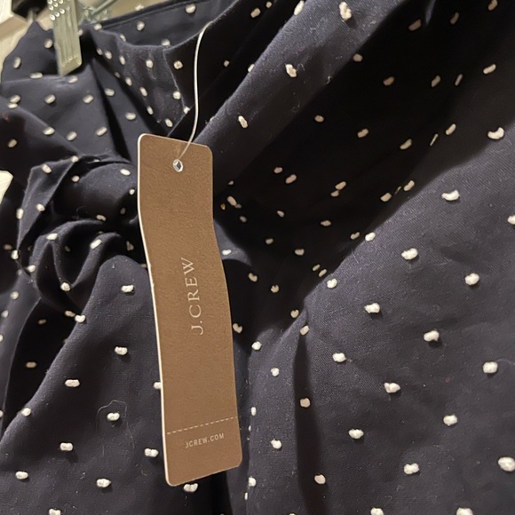 NWT J. Crew Navy Blue Tie Waist White Clipdot Shorts - Picture 5 of 7